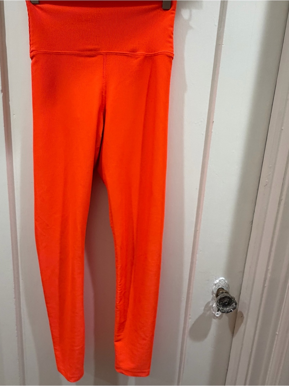 Beach Riot Neon Orange High-Waist Ribbed Leggings